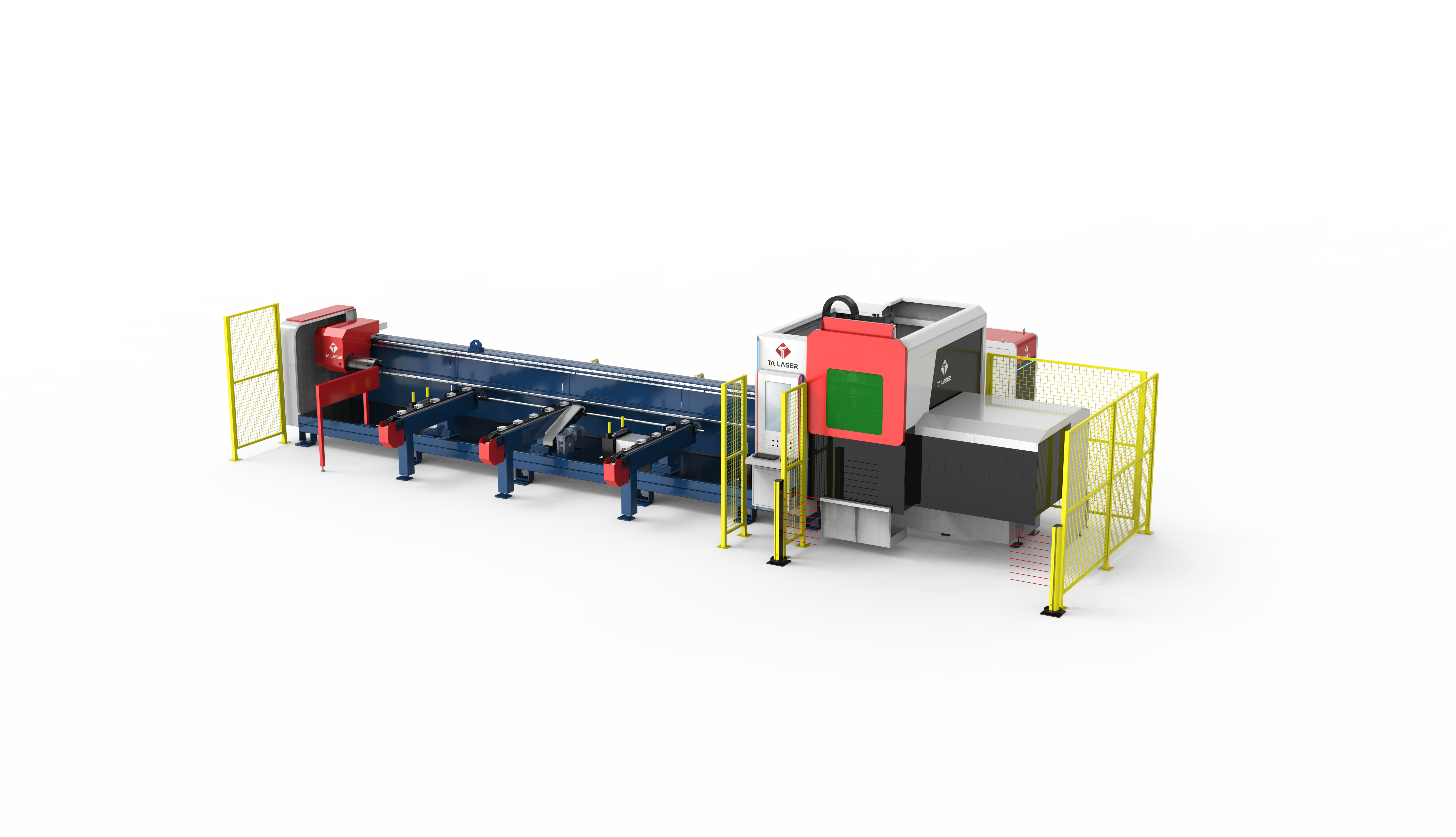 TA-FLT6025-6A-C240 Станок для лазерной резки труб с двумя патронами и боковой подвеской